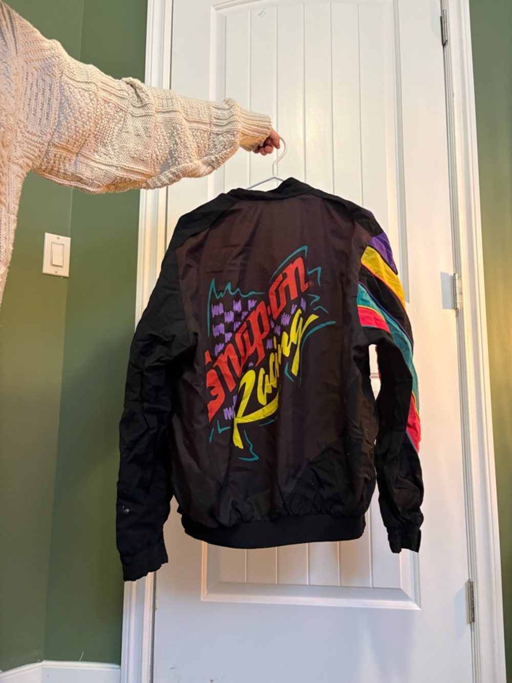 Etro Black Windbreaker Jacket with Multicolor Graphic Back